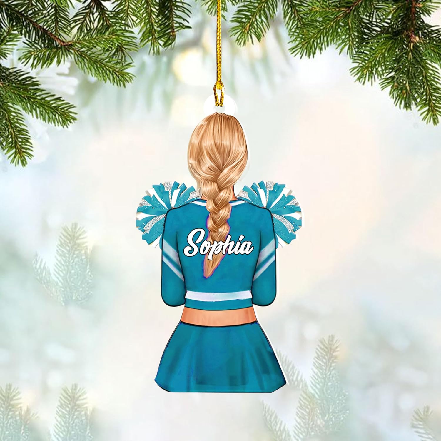 RoyalBro Personalized Cheerleader Christmas Ornament 2023, Cheer Girl Dancer with Pompom, Cheerleading Lovers Ornaments Cheerleading Ornament Gift Cheer Cheerleader Ornaments Xmas (C17)