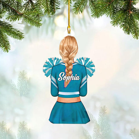 RoyalBro Personalized Cheerleader Christmas Ornament 2023, Cheer Girl Dancer with Pompom, Cheerleading Lovers Ornaments Cheerleading Ornament Gift Cheer Cheerleader Ornaments Xmas (C17)