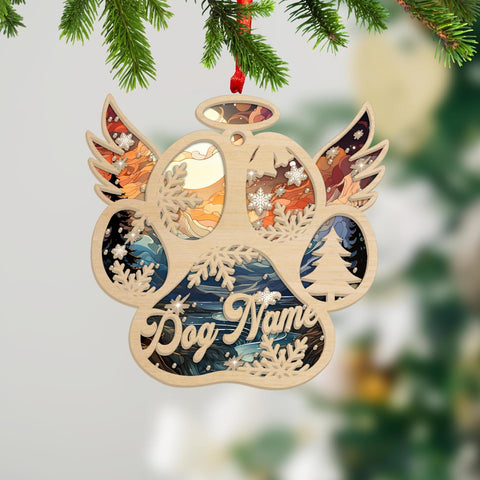 Personalized Suncatcher Wooden Dog Cat Paw Ornament Christmas 2024, Custom Dog Paw Suncatcher Wood Ornaments with Names, Pet Paw Wooden Dog Ornament, Pet Paw Christmas Ornament (PAW 8)