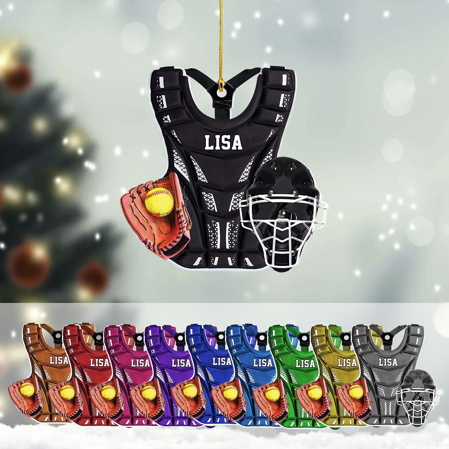 Personalized Softball Ornament Custom Name & Number Ornaments 2024 for Girl Coach Softball, Softball Gloves Ornament Custom, Softbal Ornament, Softball Ornament Softball Lover (Style 10)
