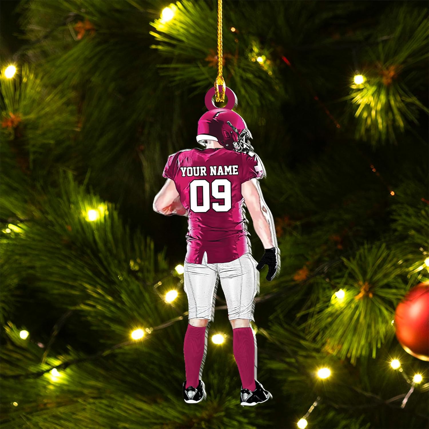 Artparel Personalized Football Ornament Customized Football Christmas Ornaments Football Ornament Christmas Hanging Décor Gift for Football Fans Football Gifts Gift for Football Player (FB 7)