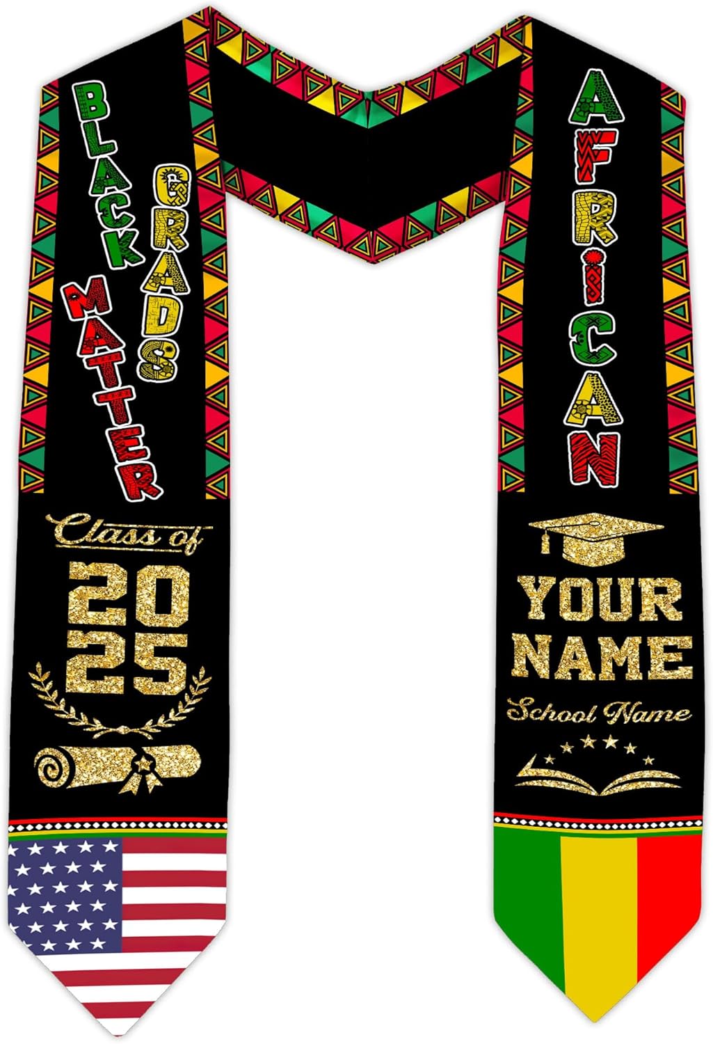 African American Graduation Sash, Graduation Stole Customize, African Graduation Sash, Graduation Stole Class of 2025