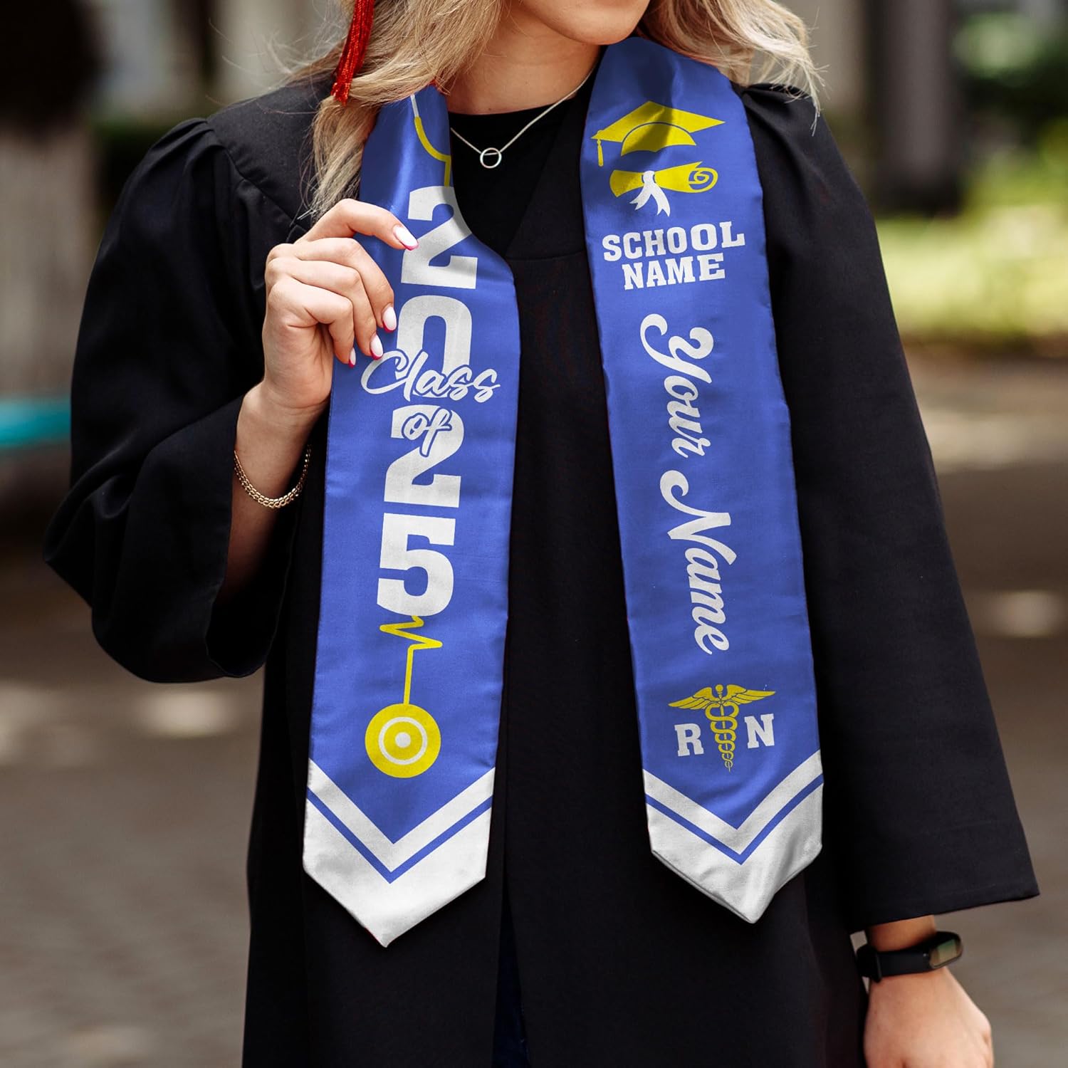 Pretyprints Custom Nurse Sash Graduation, RN Graduation Stole Gifts for Friends Nursing Student Senior Class Of 2025