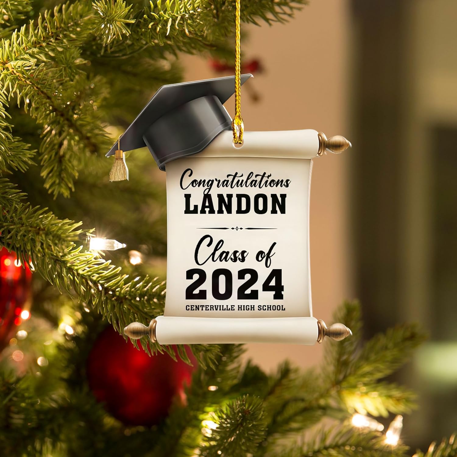 Personalized Graduation Ornaments Class of 2024, Graduation Ornament 2024 2025, Graduation Gown High School Senior Year Christmas Ornament 2025, College Grad Congratulations Graduated Gifts