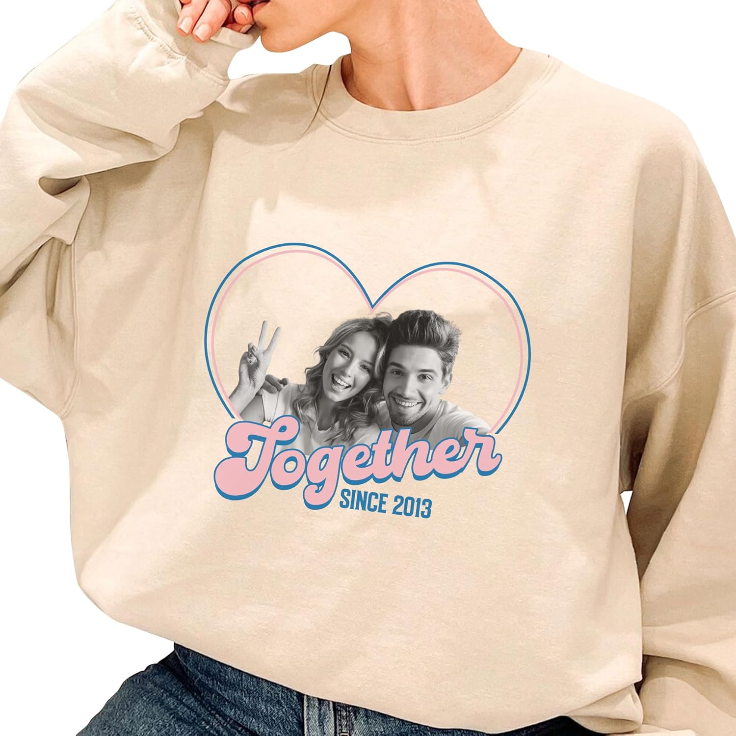 mostprints Custom Photo Sweatshirt, Matching Couple Sweatshirts, Personalized Matching Sweatshirt For Couples Gift Shirt