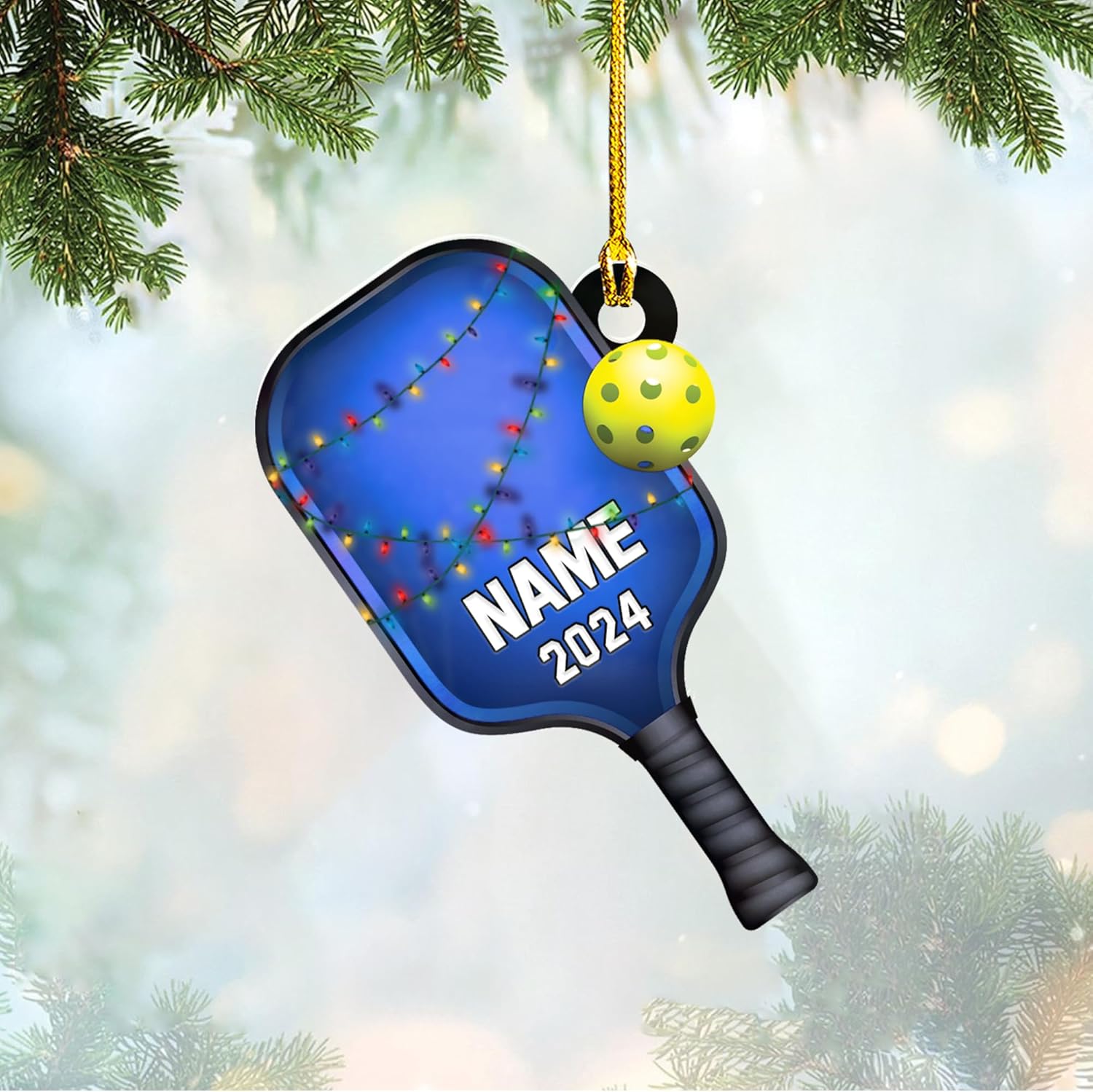 HomeDesign Personalized Pickleball Ornament 2023, Pickleball Paddles, Pickle Baller Sport Gifts Pickleball Ornament Christmas Tree Pickleball Decorations for Pickleball Lovers (PB3)