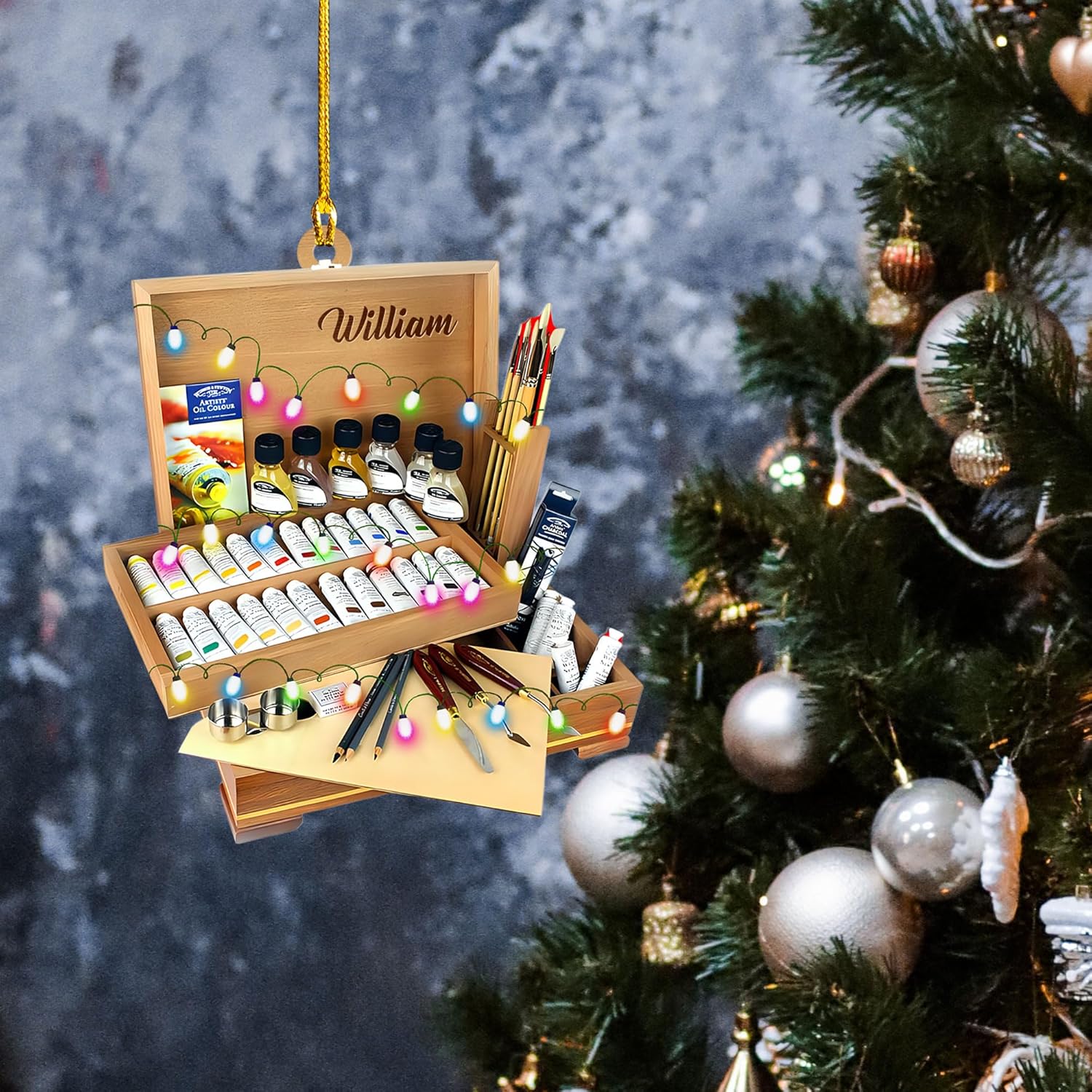 AOVL Personalized Painting Ornament, Artist Christmas Ornament, Drawing Ornament Gift, Painter Christmas Ornament, Painting Artist Ornament, Painting Tool Ornament Painter (Painting 16)