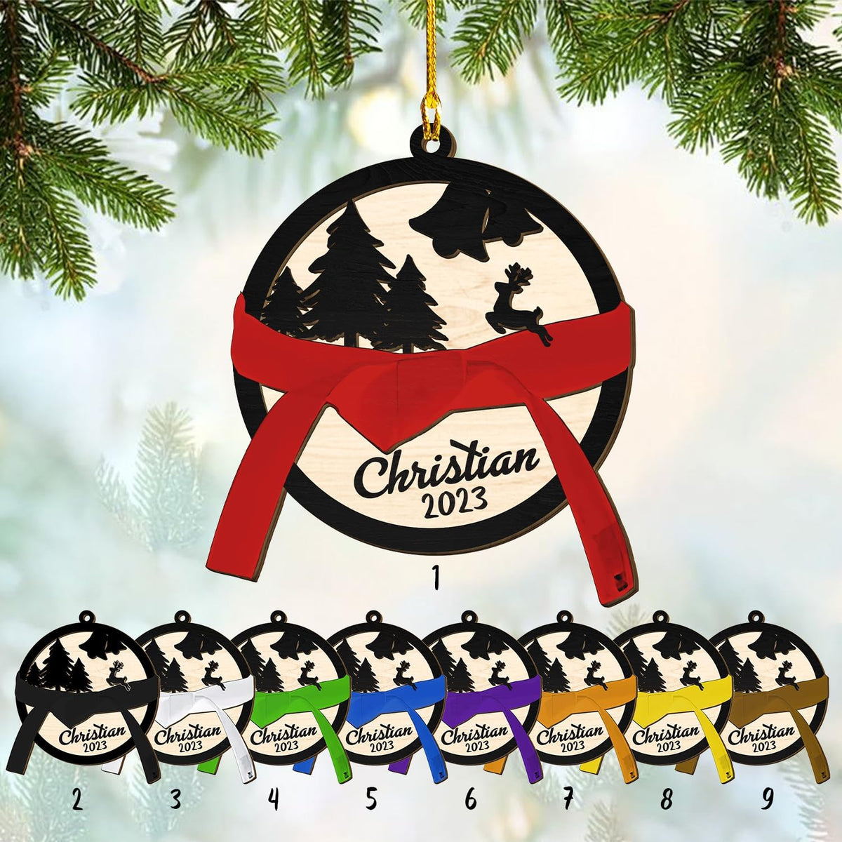Royalbro Personalized Karate Ornaments for Christmas Tree, Custom Karate Christmas Ornament for Xmas 2023 Gifts for Karate Instructors, Karate Uniform, Gifts for Karate Lovers (Kara 2)