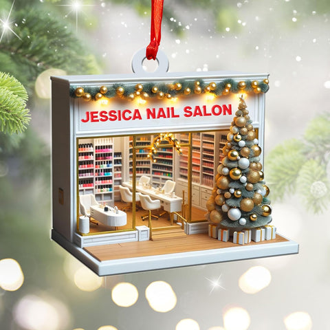 Personalized Nail Salon Ornament, Nail Polish Bag Christmas Ornament, Gifts for Nail Technician, Beauty Ornaments for Women, Nail Tech Gifts, Nail Salon Ornament Décor (1, NS5)