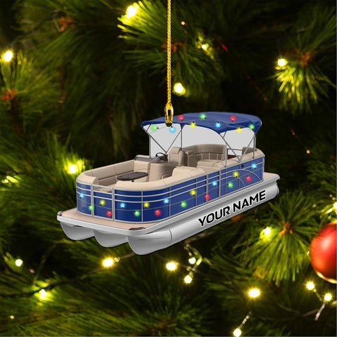 Personalized Pontoon Boat Christmas Ornament, Pontoon Car Ornament, Gift for Bowriders, Wake Boats,Pontoon Lover Gift (Pontoon 24)