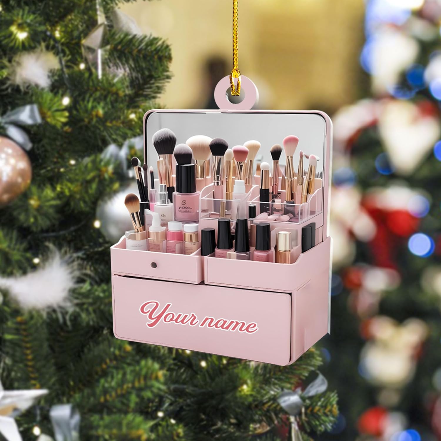 Mostefy Personalized Make Up Ornament 2024, Makeup Tool Ornaments for Christmas, Skin Care Ornament, Makeup Christmas Ornament 2D Flat Ornaments, Make Up Ornament Gift for Xmas (Style 7)