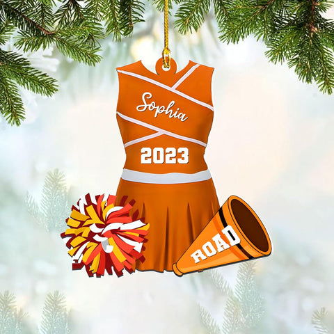 RoyalBro Personalized Cheerleader Christmas Ornament 2023, Cheer Girl Dancer with Pompom, Cheerleading Lovers Ornaments Cheerleading Ornament Gift Cheer Cheerleader Ornaments Xmas (C4)