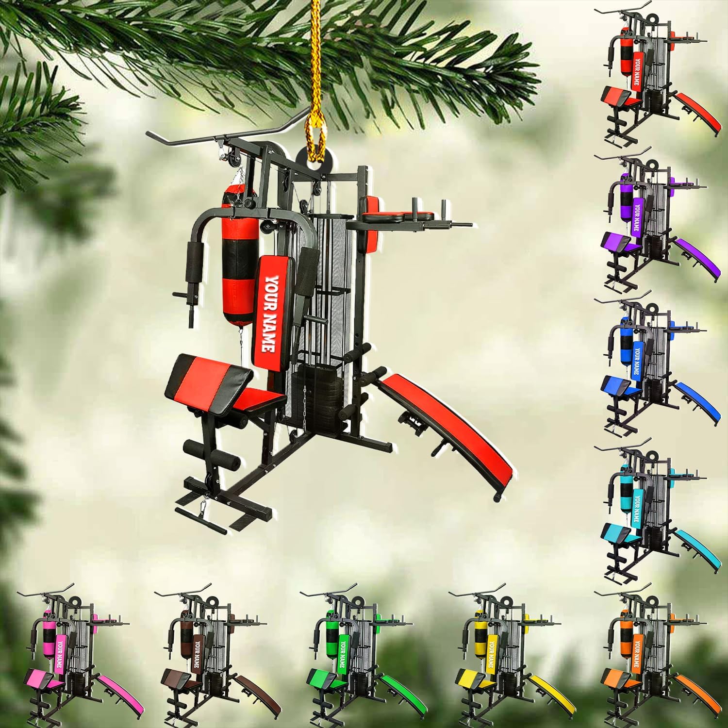 AOVL Personalized Weight Plate Ornament Weight Ornament Fitness Gift for Gym Ornament Merry Liftmas Christmas Hanging Ornaments Weight Plates Ceramic Ornament (DF8)