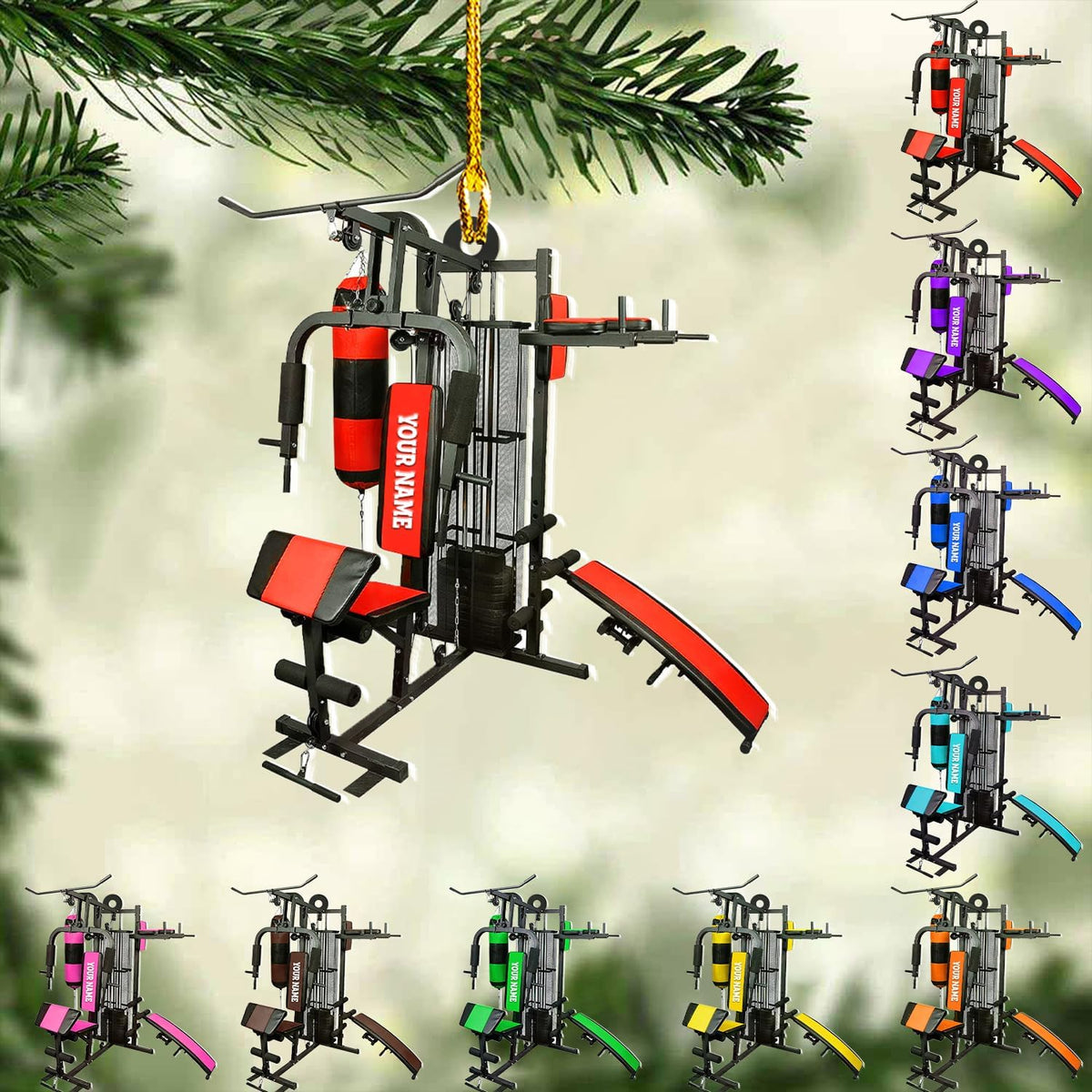 AOVL Personalized Weight Plate Ornament Weight Ornament Fitness Gift for Gym Ornament Merry Liftmas Christmas Hanging Ornaments Weight Plates Ceramic Ornament (DF8)