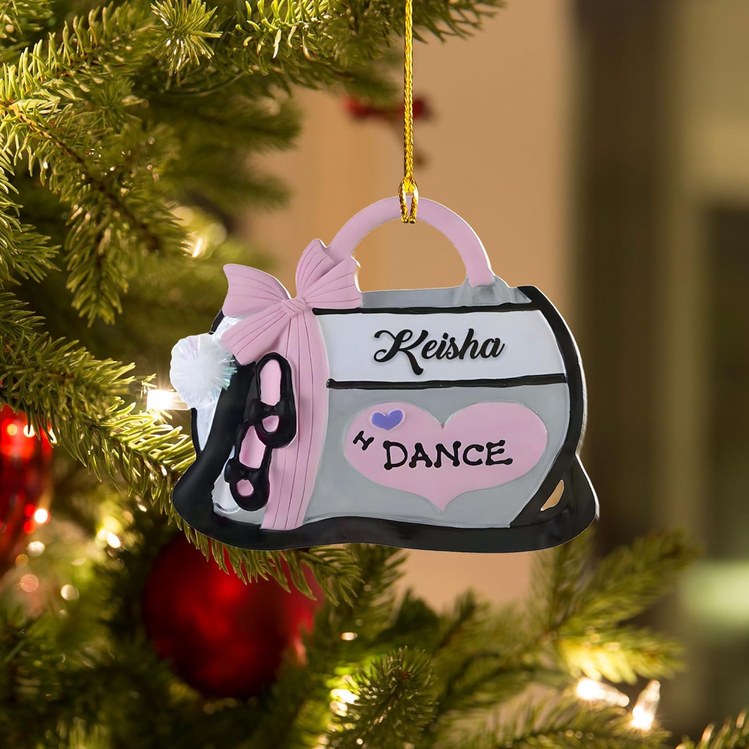 Ballet Dancer Ornament, Personalized Ballet Dancer Pointe Shoes with Christmas Light Shape Flat Ornament, Gifts for Ballet Lovers, Her, Friend, Ballet Christmas Ornament (Multi 15)