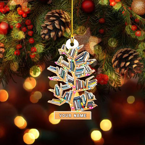 MAPrints Personalized Book Lovers Heart Ornament, Reading Book Xmas Ornament 2024, Bookshelf Wood Ornament Gift for Her Librarian 2D Flat Printed Wood Book Lovers Ornament (Book 10)