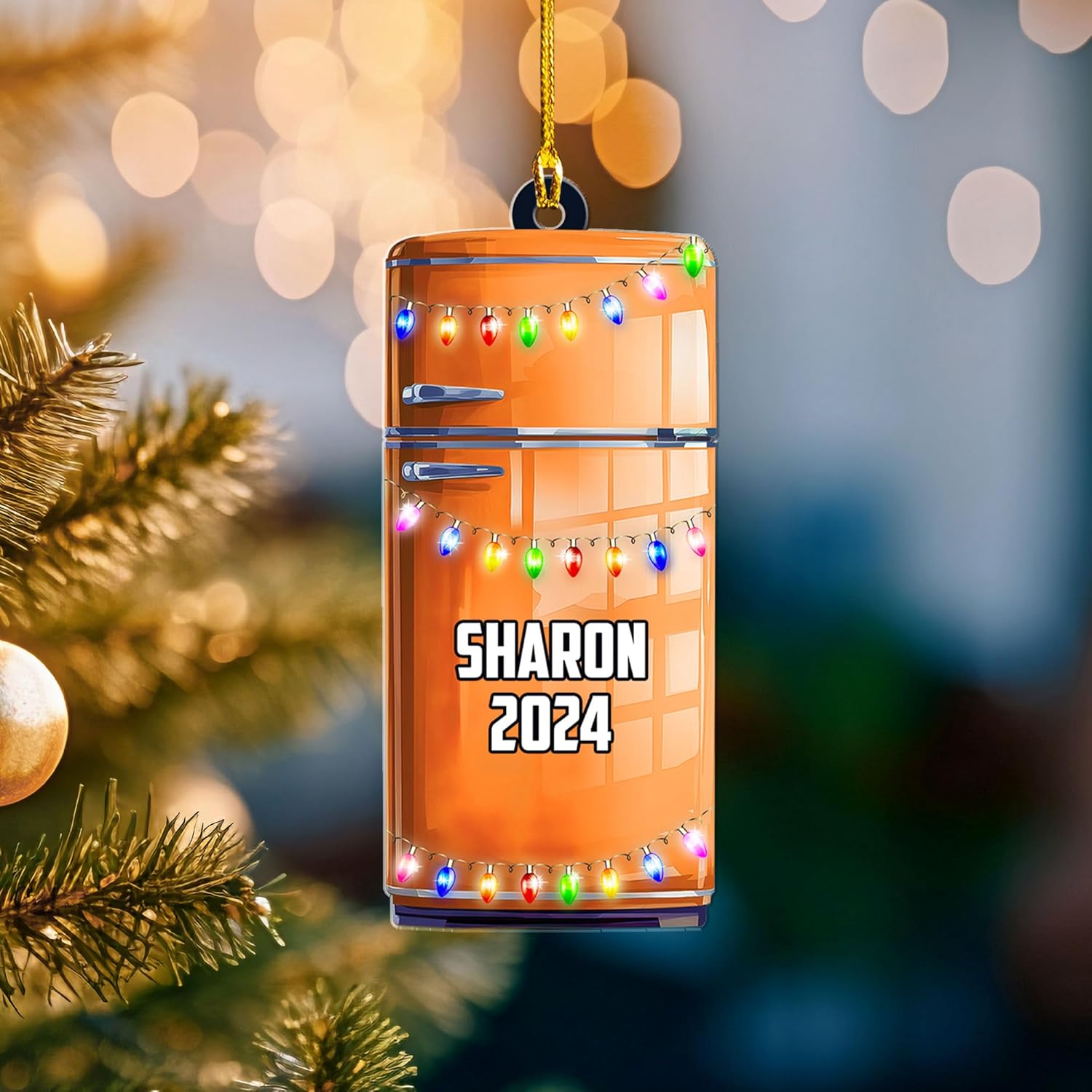 Personalized Refrigerator Ornament, Refrigerator Xmas Light Hanging Ornament, Refrigerator Lovers Ornament, Refrigerator Ornament (Acrylic, Style 7)