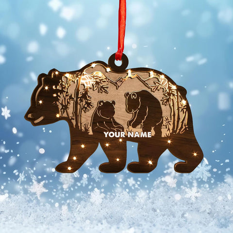 MAPrints Personalized Panda Ornament Xmas Tree, Panda Acrylic Or Wood Flat Shape Ornament Christmas 2024, Panda Lovers Ornament Xmas Decor, Panda Bear Gifts Panda Bamboo Hanging Ornament (Panda 3)