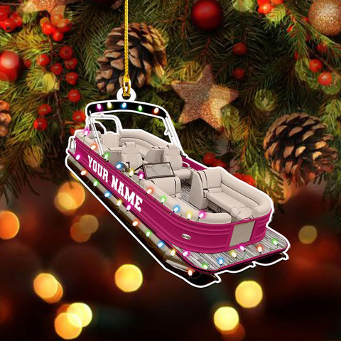 Personalized Pontoon Boat Christmas Ornament, Pontoon Car Ornament, Gift for Bowriders, Wake Boats,Pontoon Lover Gift (Pontoon 26)