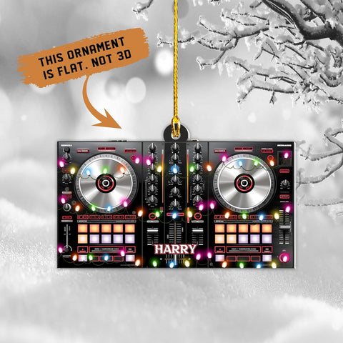 Riveprints Personalized DJ Christmas Tree Ornament, Custom Gifts for DJ Lover & DJ Fans, DJ Acrylic Ornaments for Christmas Tree, DJ Ornament Music Mixer Turntable, DJ Set Ornament (ON411)