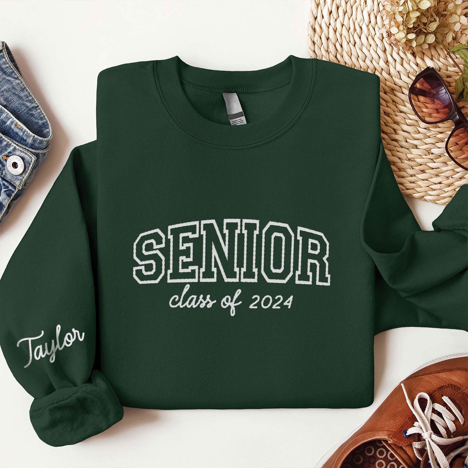 AOVL Personalized 2024 Embroidered Sweatshirt - Graduation Class Of 2024 Senior Class Embroidered Sweatshirt