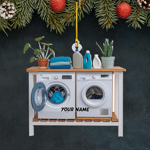 Personalized Washing Machine Christmas Ornament,Home Appliance Consumer Electronics Christmas Ornament, Clothes Washer Christmas Tree Decor, Washing Machines Ornament (Acrylic, Style 4)