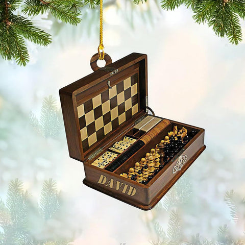 AOVL Personalized Chess Christmas Ornament Custom Chess Lover Ornament Chess Board Gift King and Queen Chess Ornament for Chess Fan Chess Christmas Tree Ornament Xmas 2023 (Chess 3)