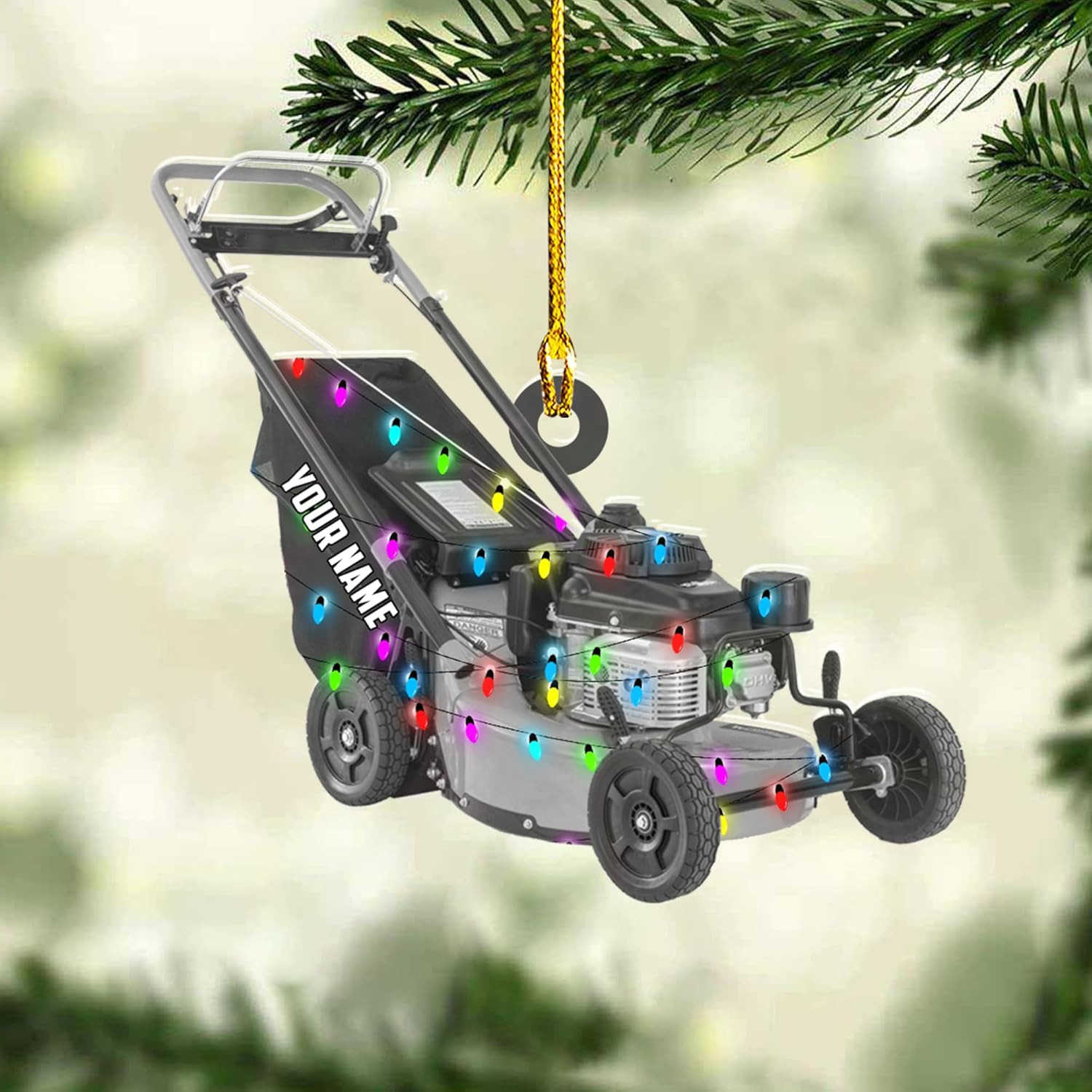 Artparel Custom Lawn Mowers Christmas Ornaments 2024 Custom Lawn Mowers Ornaments Farmhouse Lawn Mowers Driver Gifts Riding Mowers with Xmas Light Acrylic Ornament 2024 (LM12)