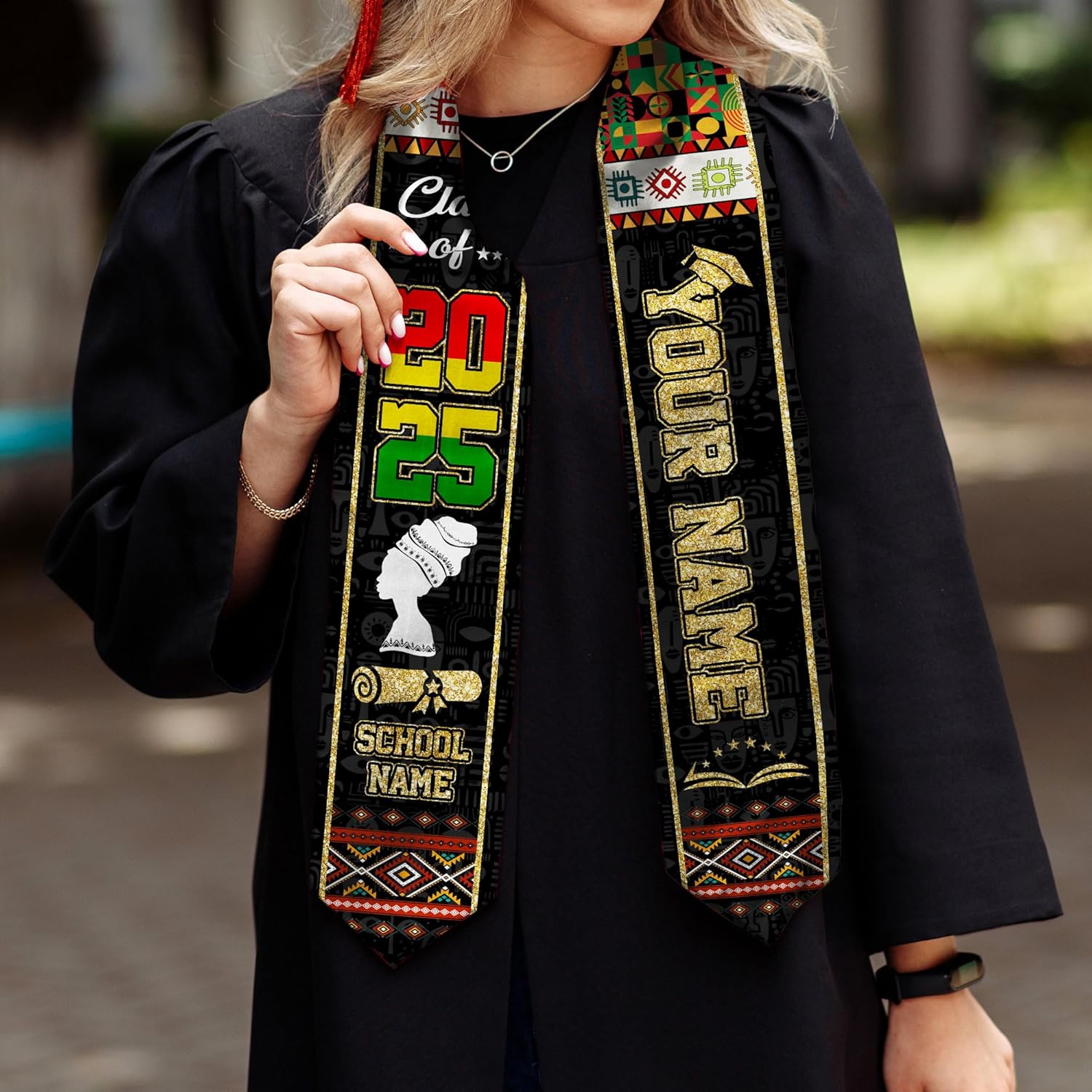 African American Graduation Sash, Graduation Stole Customize, African Graduation Sash, Graduation Stole Class of 2025