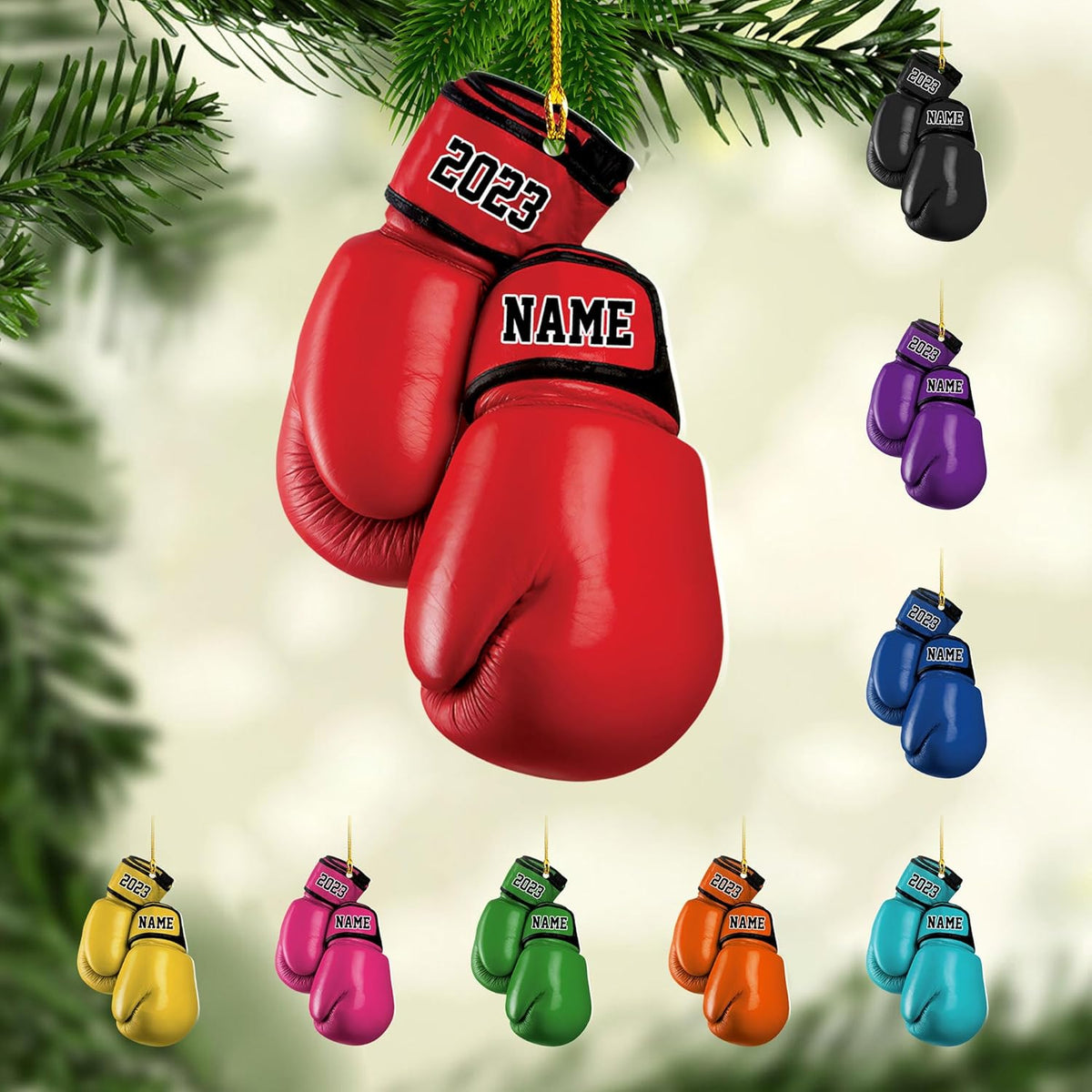 Personalized Boxing Ornament, Boxing Gloves Christmas Light Ornament, Custom Boxing Ornament, Kick Boxing Ornament, Gift for Boxing Lovers, Boxer Ornament Gift for Boxing Lovers (Boxing 4)