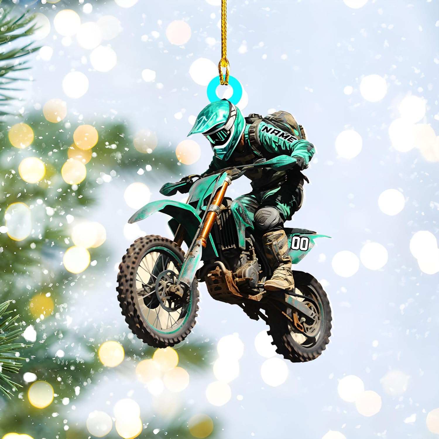 Personalized Dirt Bike Acrylic Ornament, Dirt Bike Christmas Ornament 2024, Dirt Bike Player Ornament, Dirt Bike Tree Decor, Motocross Dirt Biker Ornaments for Christmas Tree (Style 5)