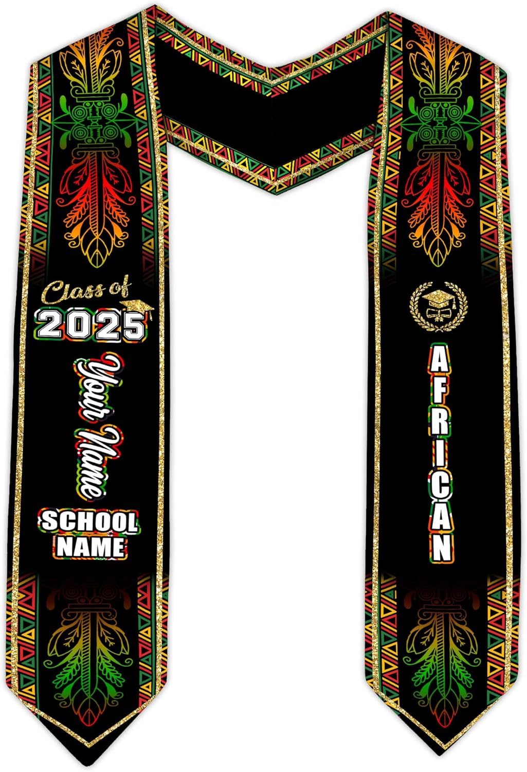 African American Graduation Sash, Graduation Stole Customize, African Graduation Sash, Graduation Stole Class of 2025