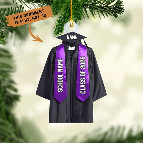 Ligthuy Personalized Graduation Ornament, Graduation Ornaments Class of 2024 2025, College Master Senior Year Christmas Ornament 2024 2025, Pine Hanging Decoration for Xmas (Graduation 4)