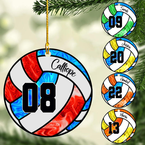 Mostprints Personalized Name Volleyball Ornament for Chrismas 2023, Custom Wood Volleyball Ornaments for Christmas Tree, Volleyball Ornaments for Men, Boy Christmas Pine Tree Hanging