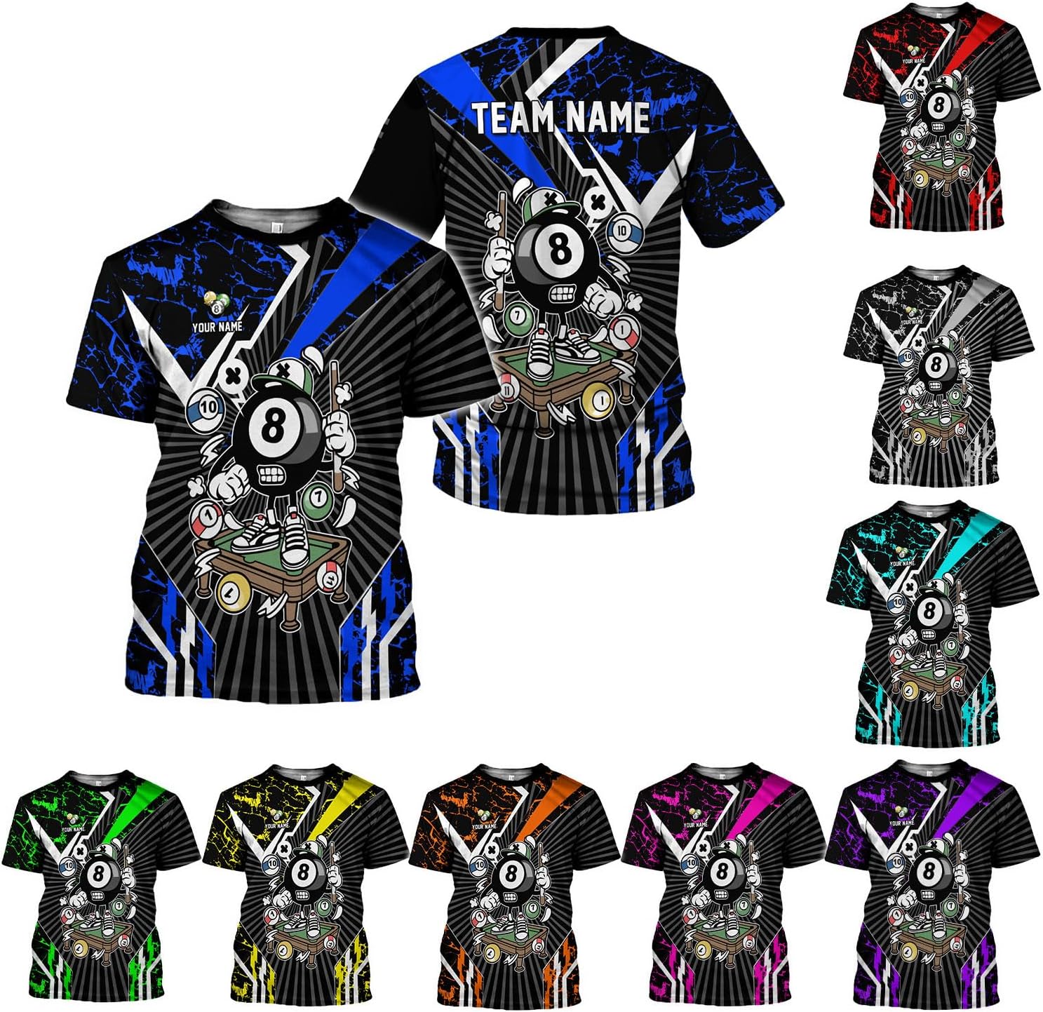 Ligthuy Personalized Name Billiard Shirts 3D, Billiards Shirt 8 Ball Billiard Shirt Custom Men's Pool Men Women1