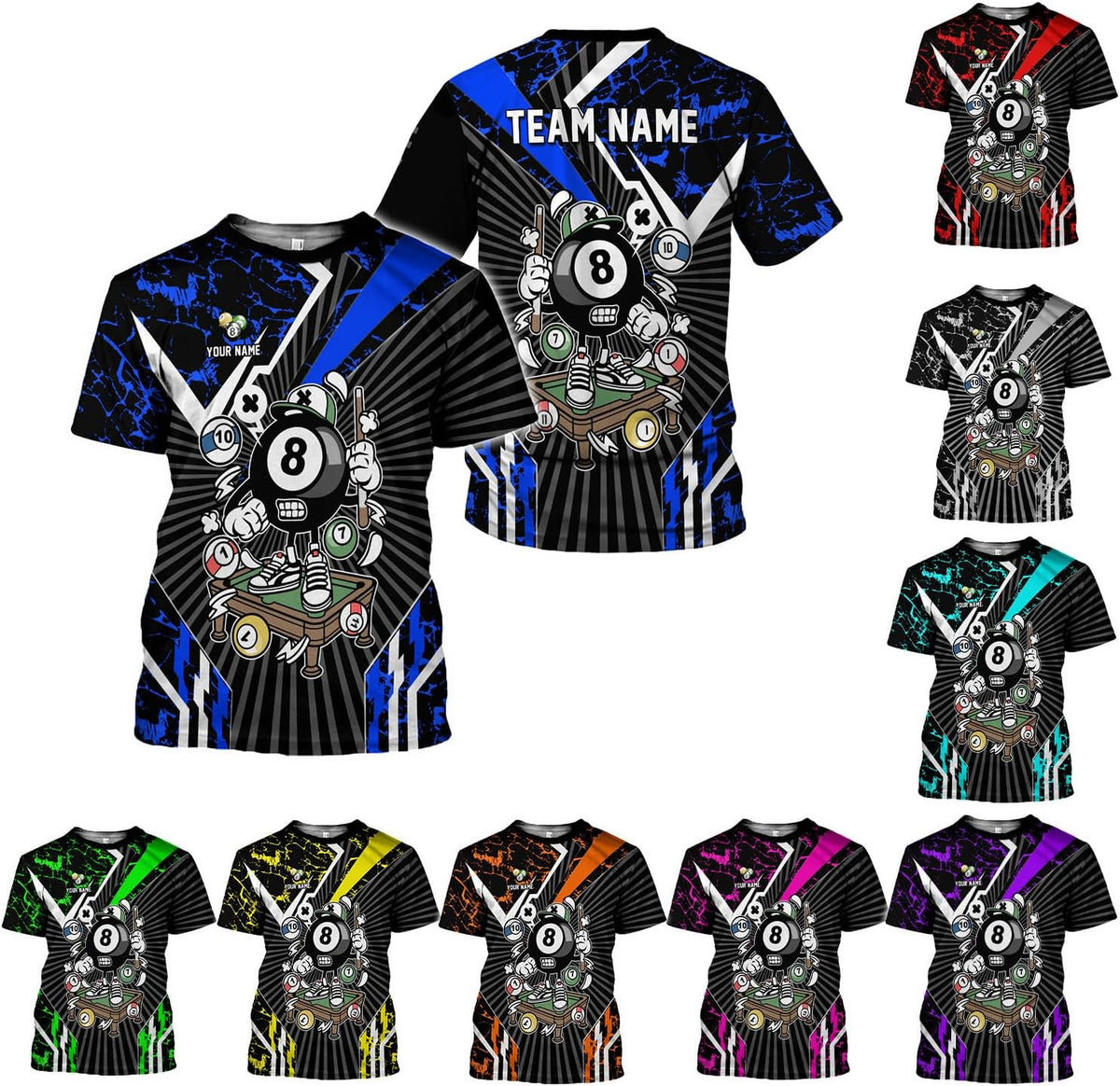 Ligthuy Personalized Name Billiard Shirts 3D, Billiards Shirt 8 Ball Billiard Shirt Custom Men's Pool Men Women1