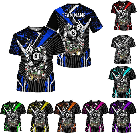 Ligthuy Personalized Name Billiard Shirts 3D, Billiards Shirt 8 Ball Billiard Shirt Custom Men's Pool Men Women1