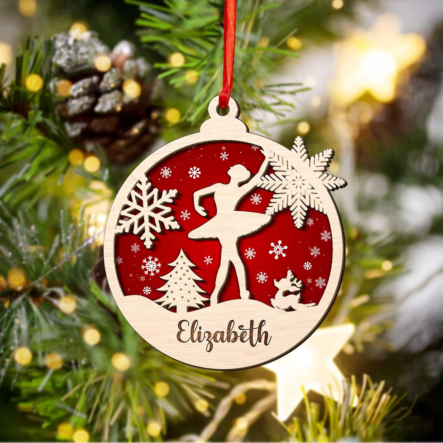 Tinoshop Personalized Dance Ornament 2024, Ballet Poses Wood Ornament for Christmas Tree, Ballet Dance Dress Ballerina Ornament, Ballet Shoes Ornament, Keepsake for Ballet Dancers (ON296)