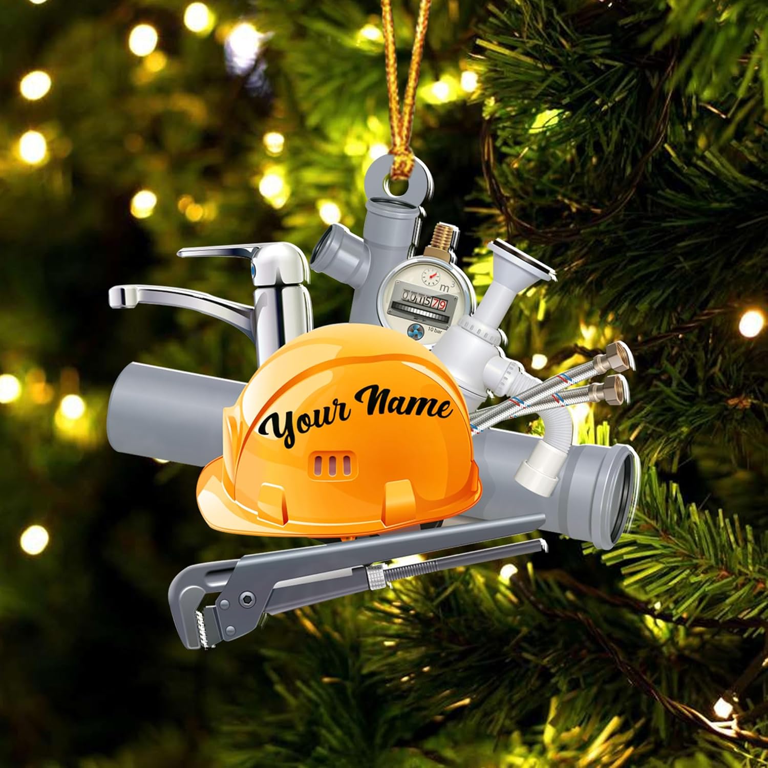 AOVL Plumber Ornament 2024 Plumber Christmas Ornaments Handyman Ornament Toolbox Christmas Ornament Tool Ornaments for Plumbers 2024 Handyman Ornaments Gifts (PL4)