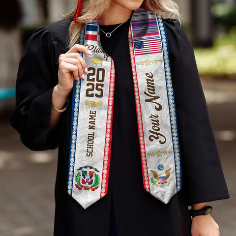 Pretyprints Custom Dominican Sash Graduation, Dominicans Flag Graduation Sash 2025, Dominican Republic Graduation Stole