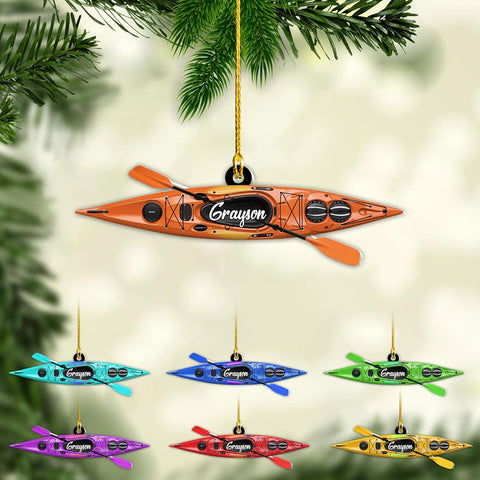 AOVL Personalized Kayak Ornament Lake Kayaking Board Ornament Kayak Gift for Christmas Tree Kayaking Christmas Ornament Kayaking Gifts Ornaments (KY5)