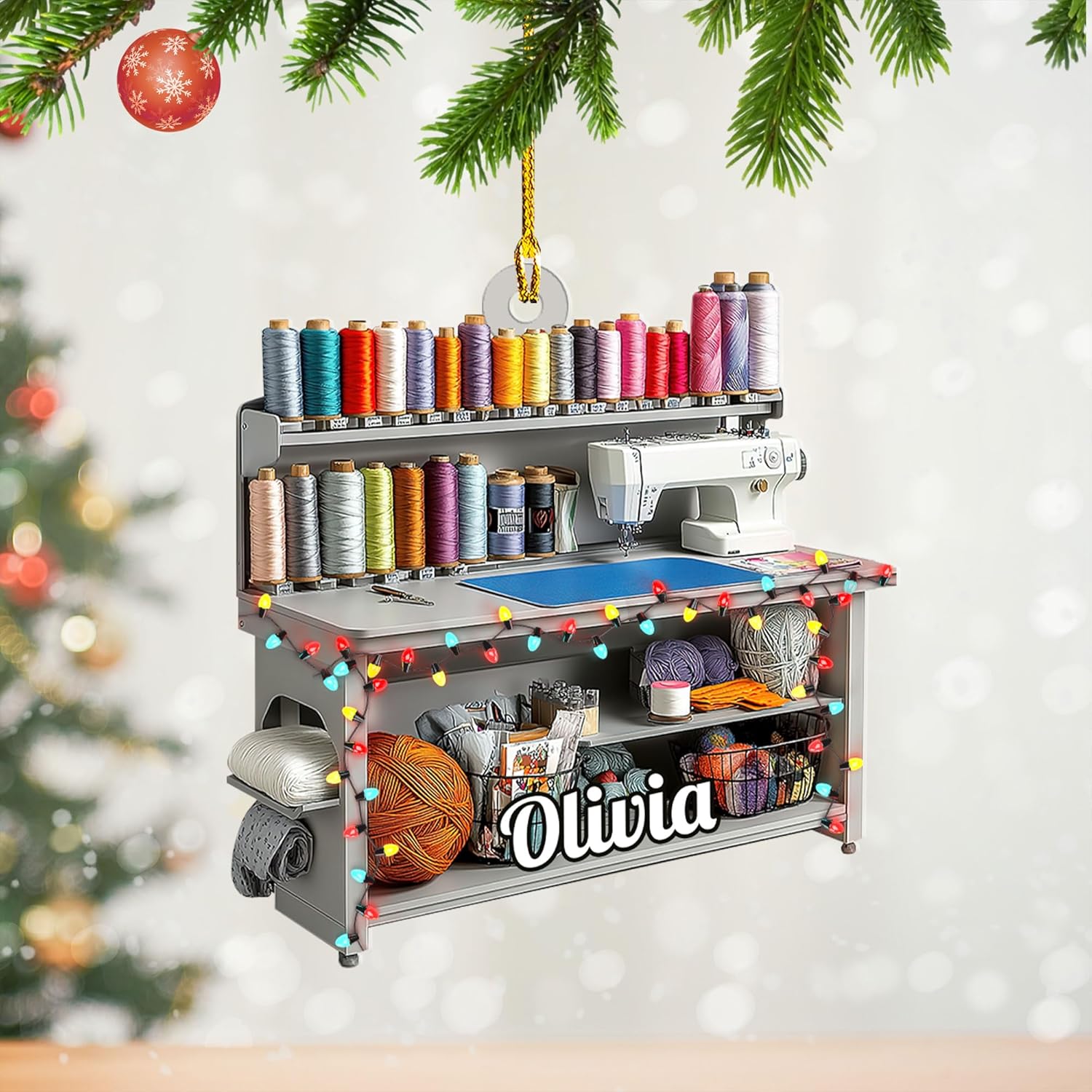 Personalized Sewing Box Christmas Ornament, Custom Sewing Machine Ornament,Sewing Lover Christmas Ornament, Gift for Sewing Lovers, Custom Sewing Ornament, Sewing Machine Decorations (Sewing 7)