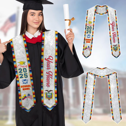 Pretyprints Ecuador Graduation Stole, Ecuadorians American Flag Graduation Sash 2025, Ecuadorians Graduation Sash