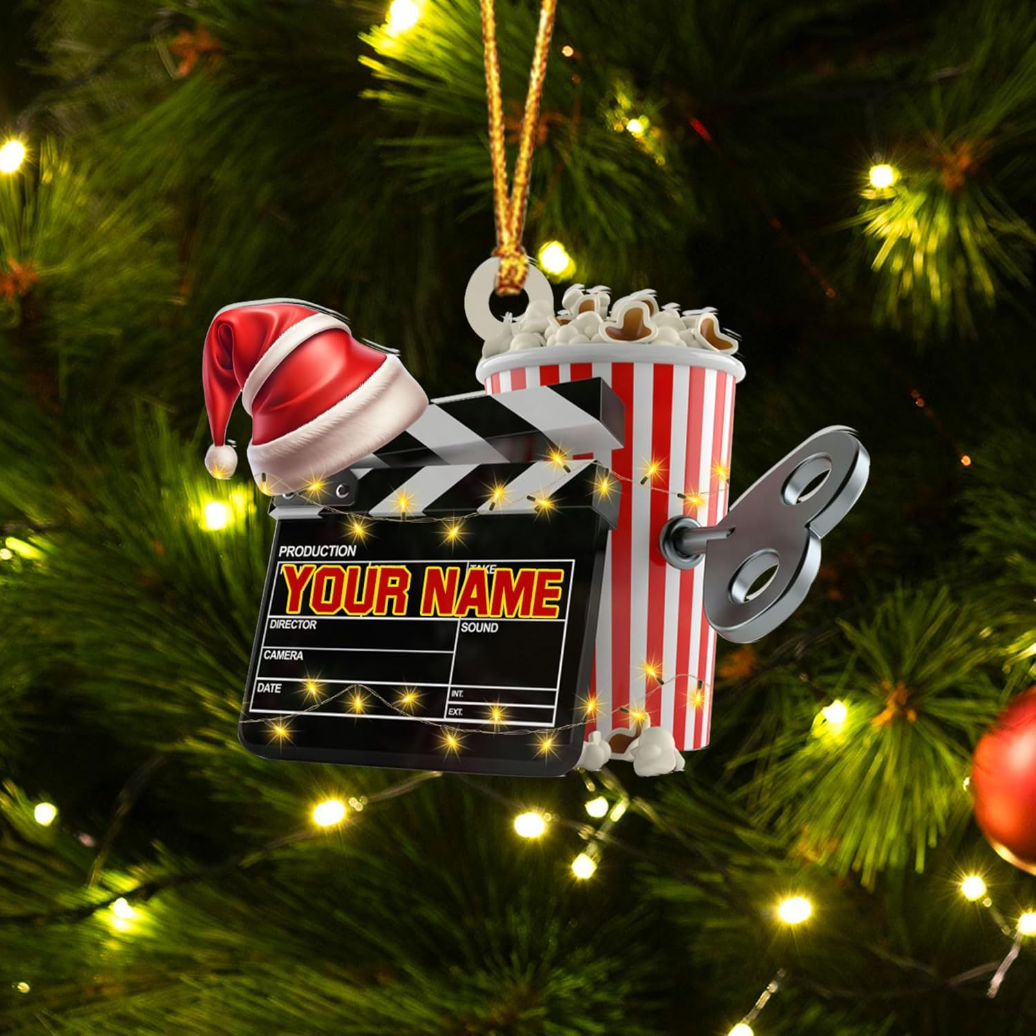 AOVL Personalized Film Clapboard Ornament Movie Clapper Christmas Ornaments Film Clapboard Ornament Film Clapper Ornament Director Clapboard Christmas Ornament Movie Clapperboard Theater (FilmH1)