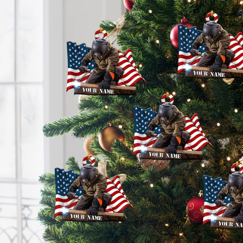 MoonArt Personalized Christmas Welder Ornament with Name, Custom Welder Gifts, Welder Christmas Birthday Gift for Men Dad, Welder Ornaments for Christmas Tree, 2D Acrylic Wood Ornament (WD8)