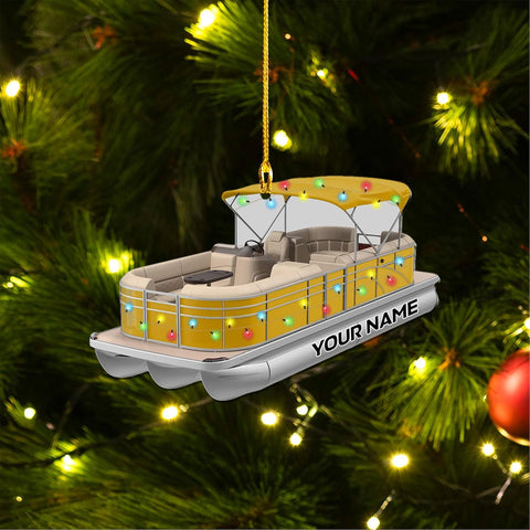 Personalized Pontoon Boat Christmas Ornament, Pontoon Car Ornament, Gift for Bowriders, Wake Boats,Pontoon Lover Gift (Pontoon 24)
