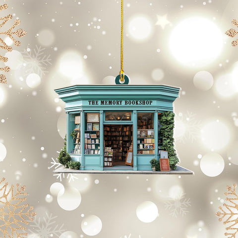 Personalized Bookshop Ornament 2024, Christmas Bookstore Ornament, Gift for Book Lovers, Christmas Book Tree Ornament Book Worm Ornaments, Bookish Ornament, Librarian Xmas 2D Flat Decoration (B7)