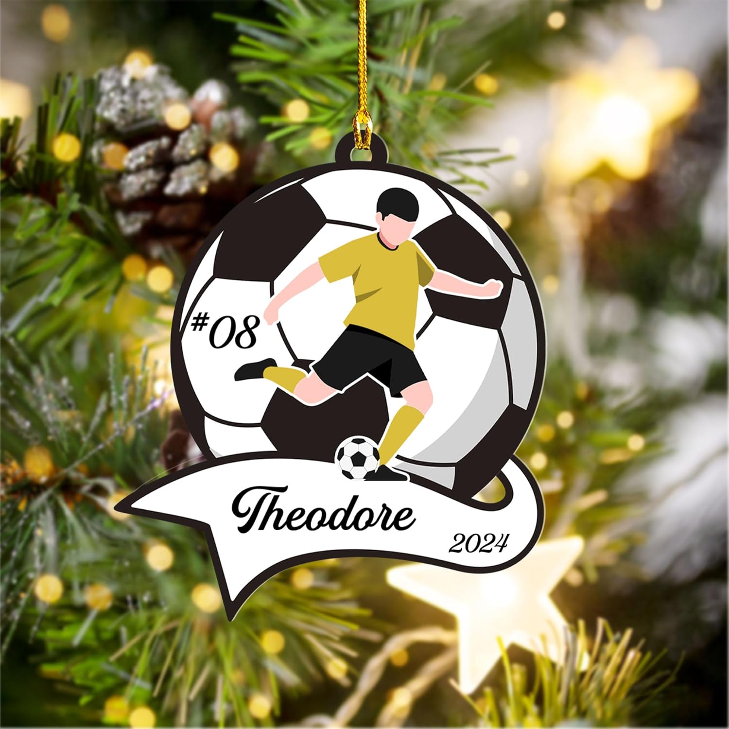 Personalized Soccer Ornaments Soccer Christmas Ornament,Soccer Ornaments for Christmas Tree Soccer Christmas Ornaments for Boys Girls, Custom Soccer Jersey Shoes Ornament (Style 1)