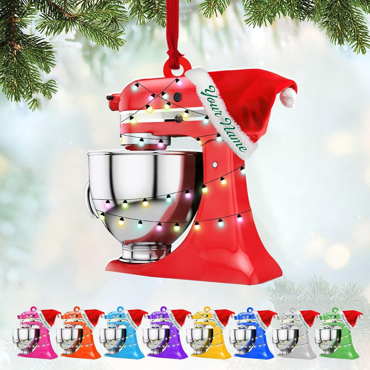 Custom Baking Mixer Lights 2D Flat Ornament Customized Stand Mixer Mica Christmas Ornaments Love Cooking Xmas Keepsake Gift Ideas Gifts for Chef Lovers Gift (BM2)