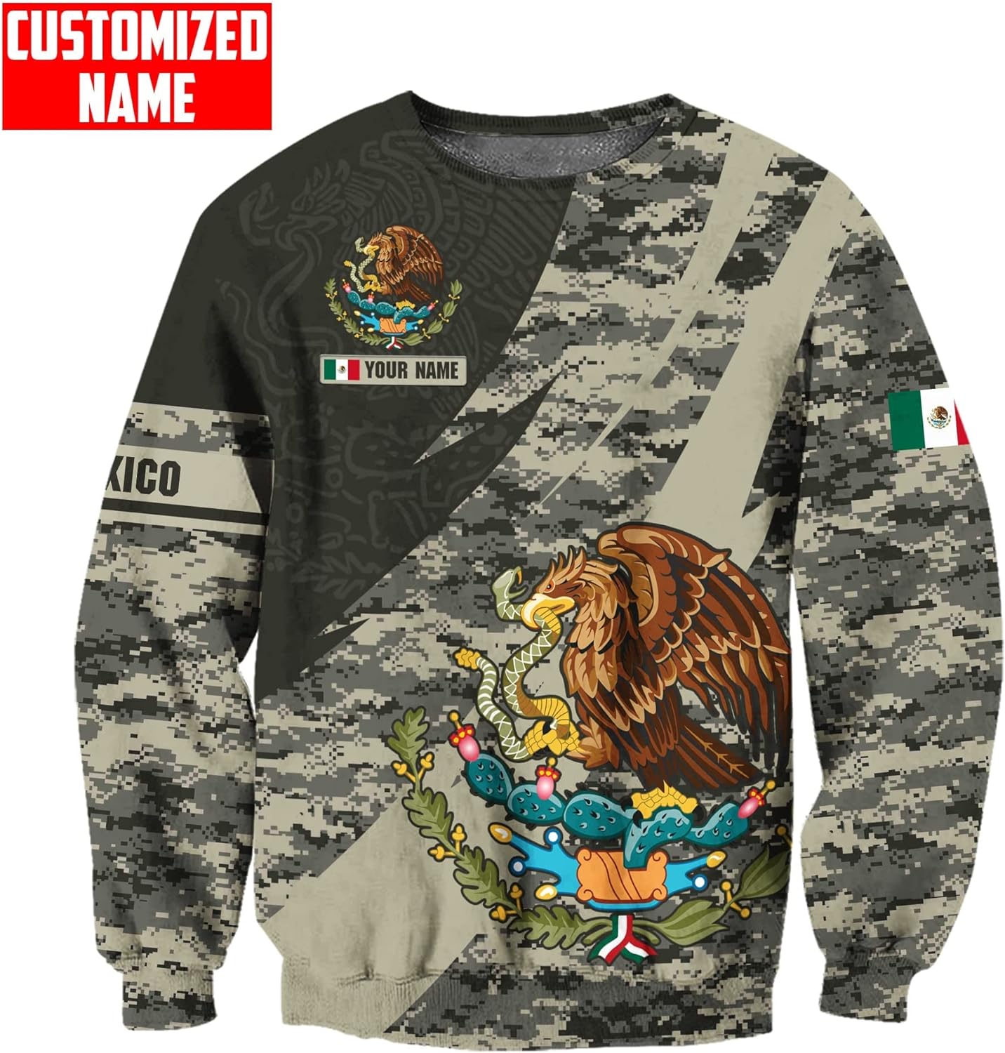 Personalized Name Mexican Hoodie 3D, Customized Mexican Hoodies for Men, Unisex Mexico Hoodie, Mexico Hoodies for Men, Women